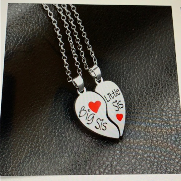 Jewelry - Big/ Little Sister Heart silver necklace pendants